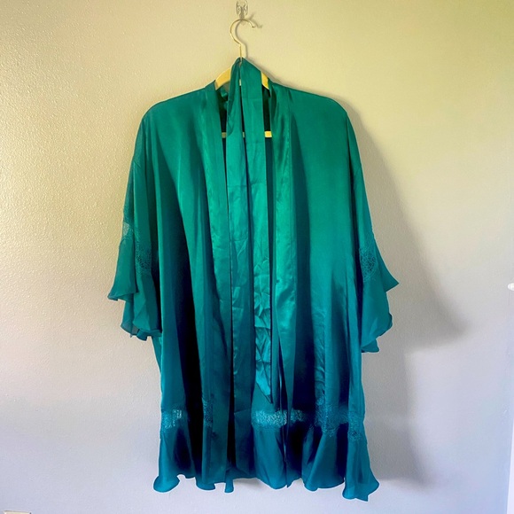 Victoria’s Secret women’s teal robe lace details small fairycore whimsy glam - Picture 2 of 8